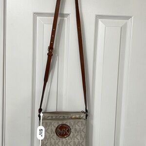 Michael Kors Beige and Brown Crossbody Bag